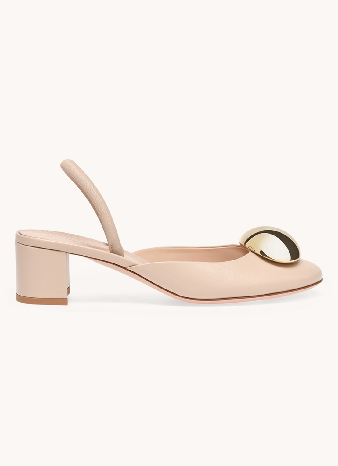 Gianvito Rossi Sphera 45 slingback van lamsleer - voorkant 3 creme