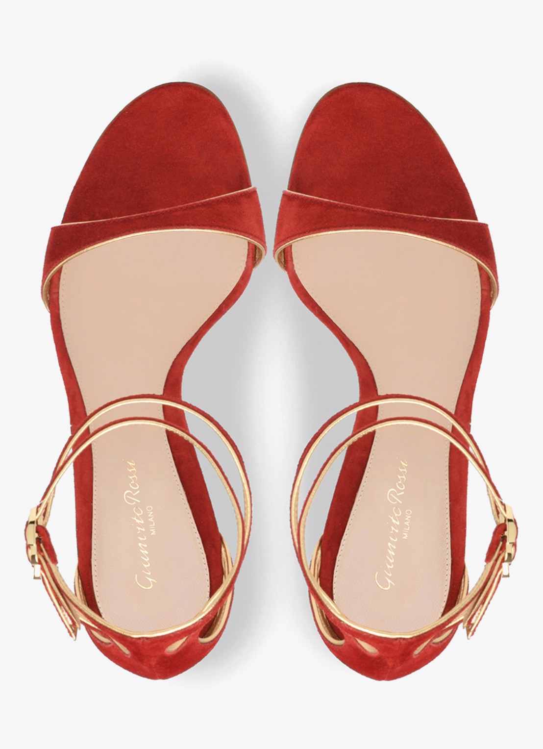 Gianvito Rossi Victorine sandalette van suède - detail 4 rood