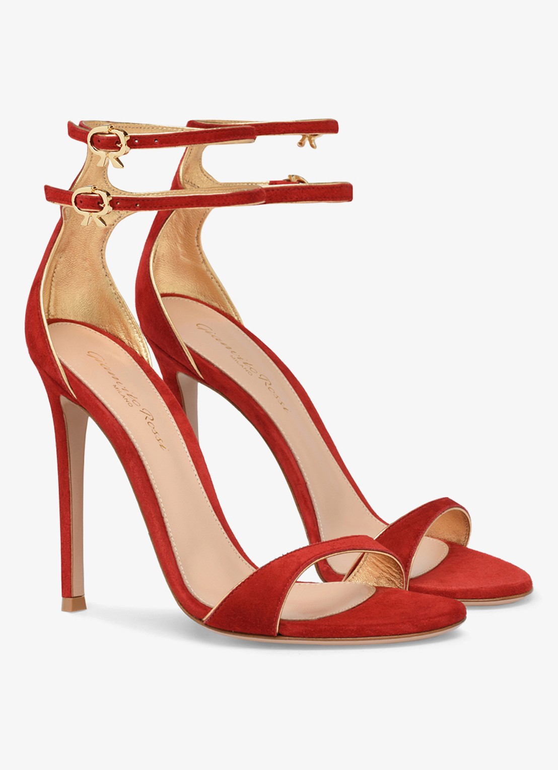 Gianvito Rossi Victorine sandalette van suède - voorkant 2 rood