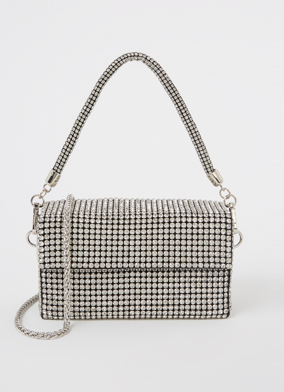 Giarité Rio handtas met strass  - voorkant 4 zilver