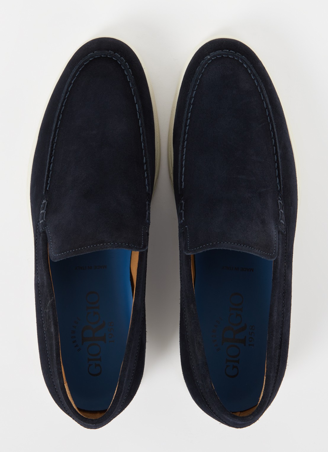 Giorgio Basic slip-on van suède - detail 2 donkerblauw