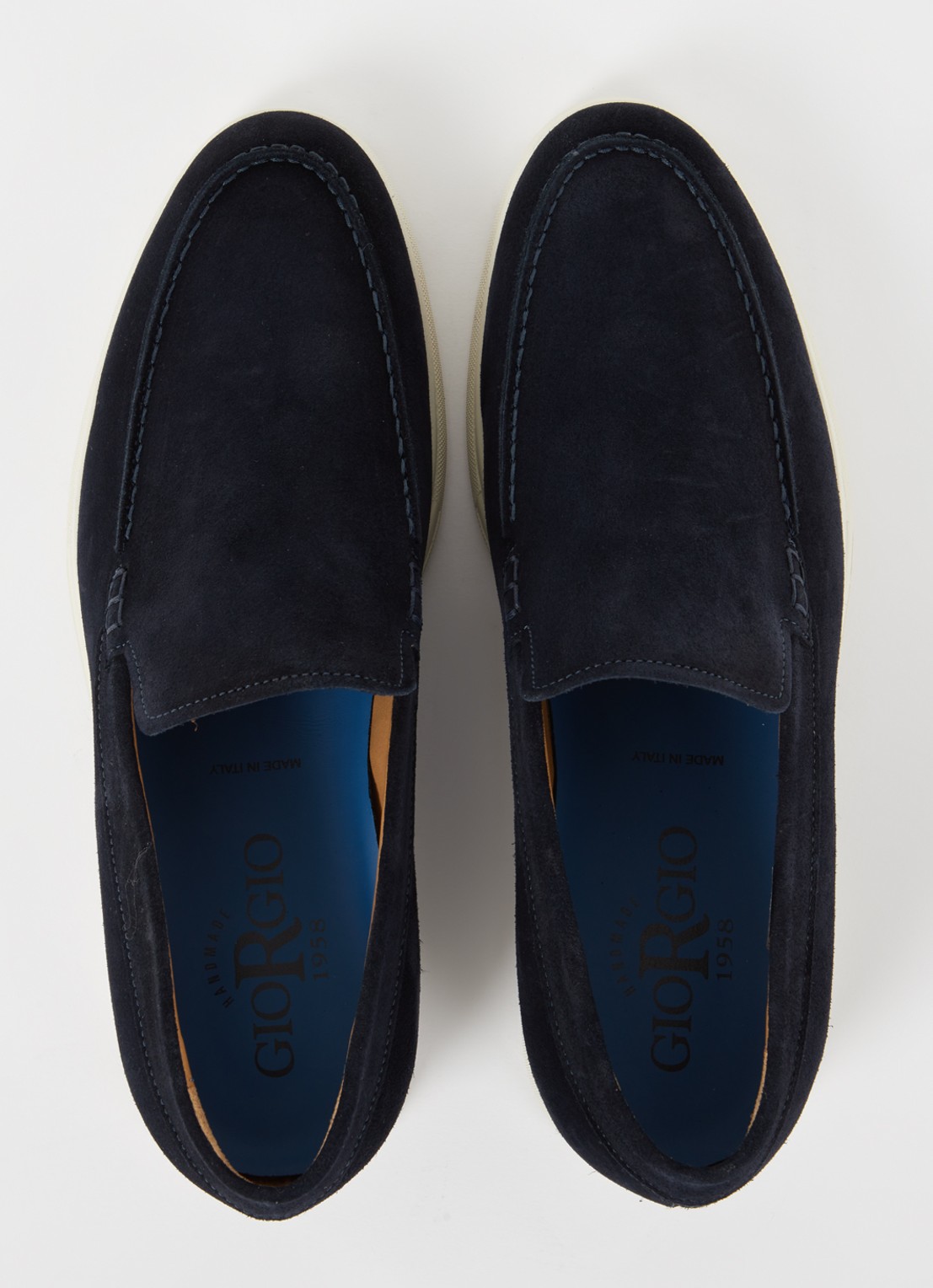 Giorgio Basic slip-on van suède - detail 5 donkerblauw