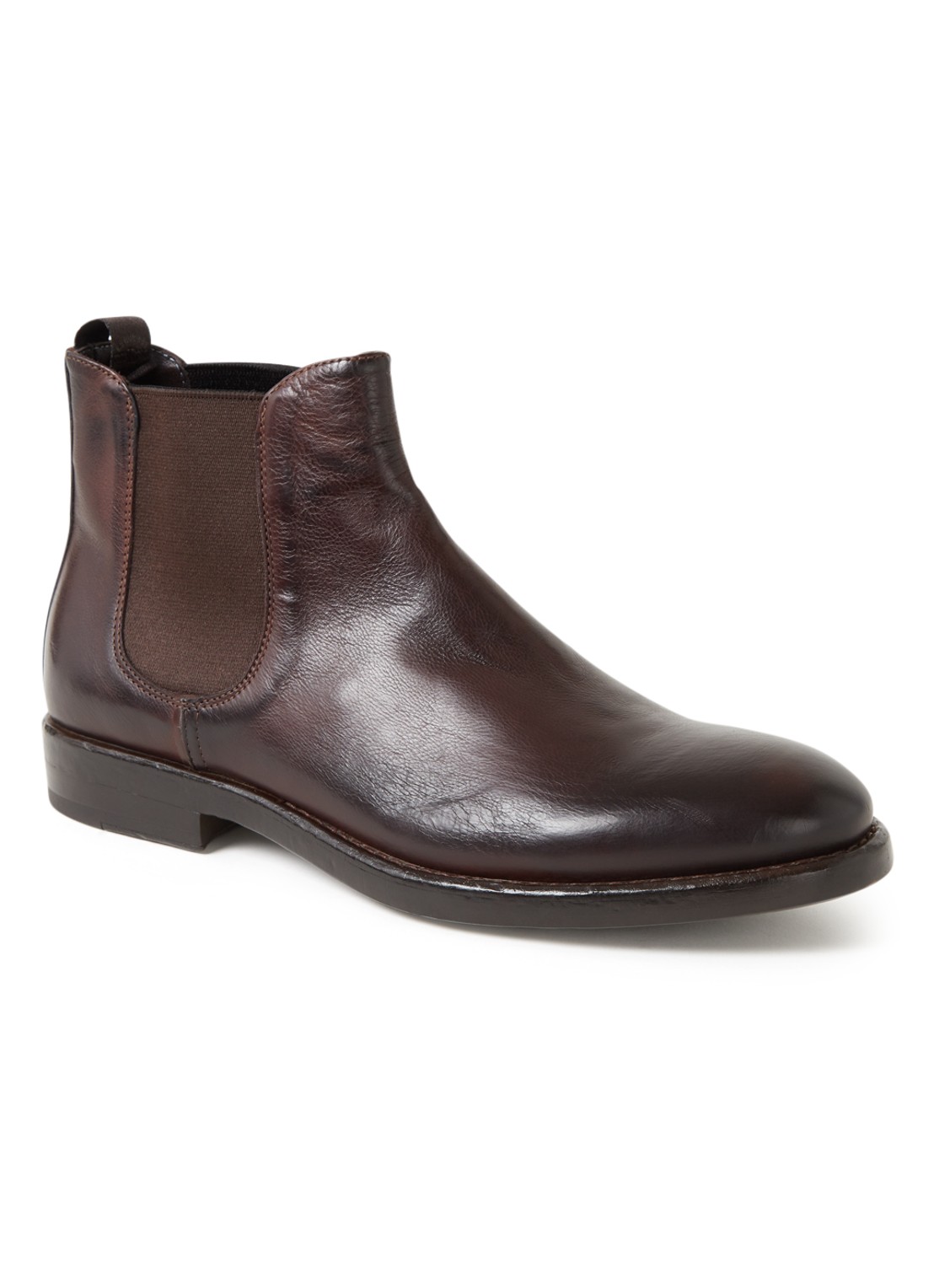 Giorgio Chelsea boot van leer - voorkant donkerbruin