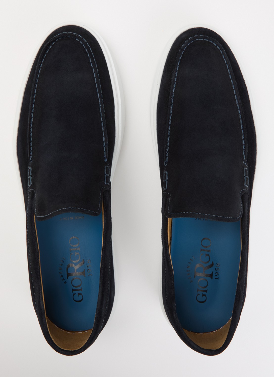 Giorgio Clean Cup slip-on van suède - detail 3 donkerblauw