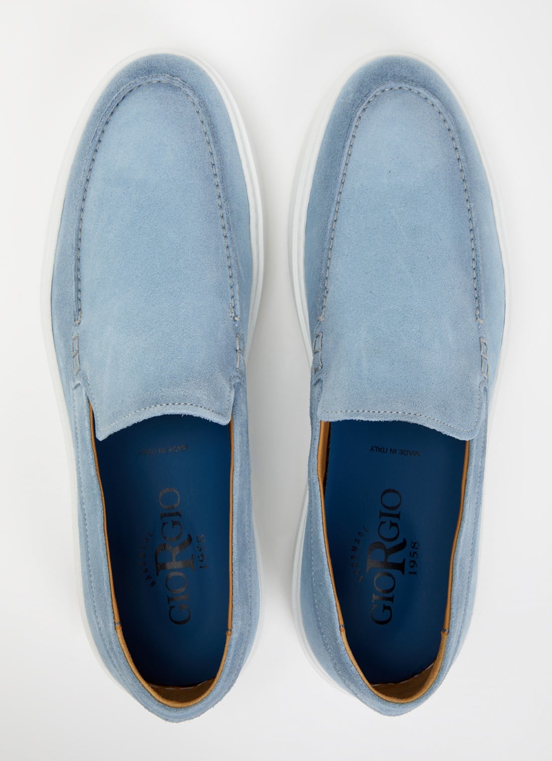 Giorgio Clean Cup slip-on van suède - detail 2 lichtblauw