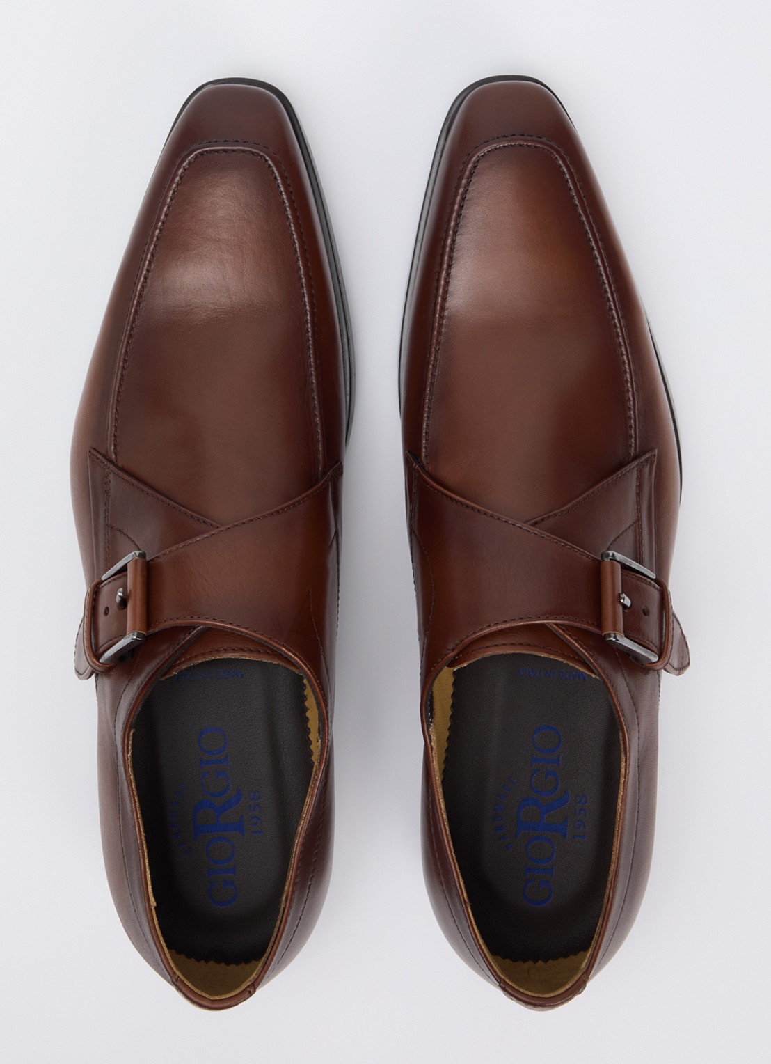 Giorgio Gespschoen van leer - detail 2 cognac