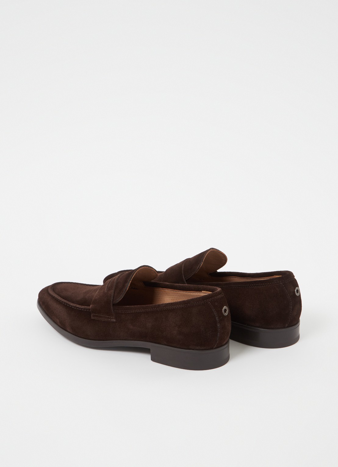 Giorgio Penny loafer van suède - detail 2 donkerbruin