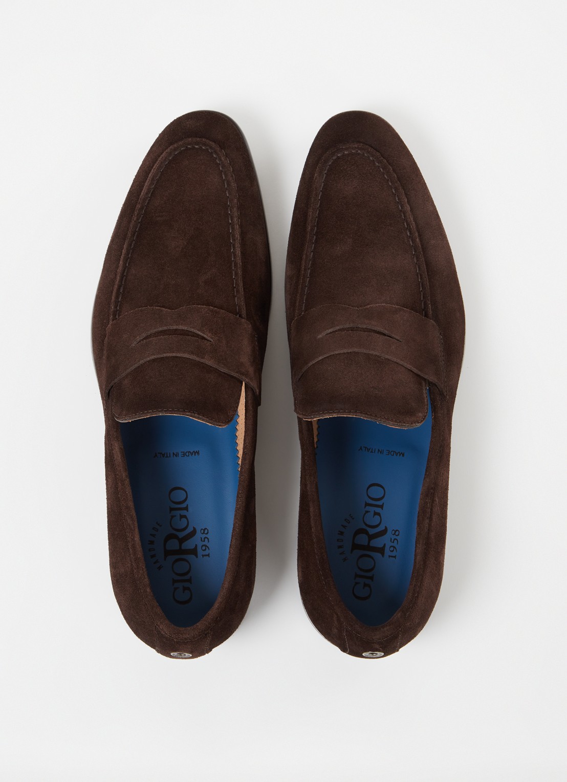 Giorgio Penny loafer van suède - detail 3 donkerbruin