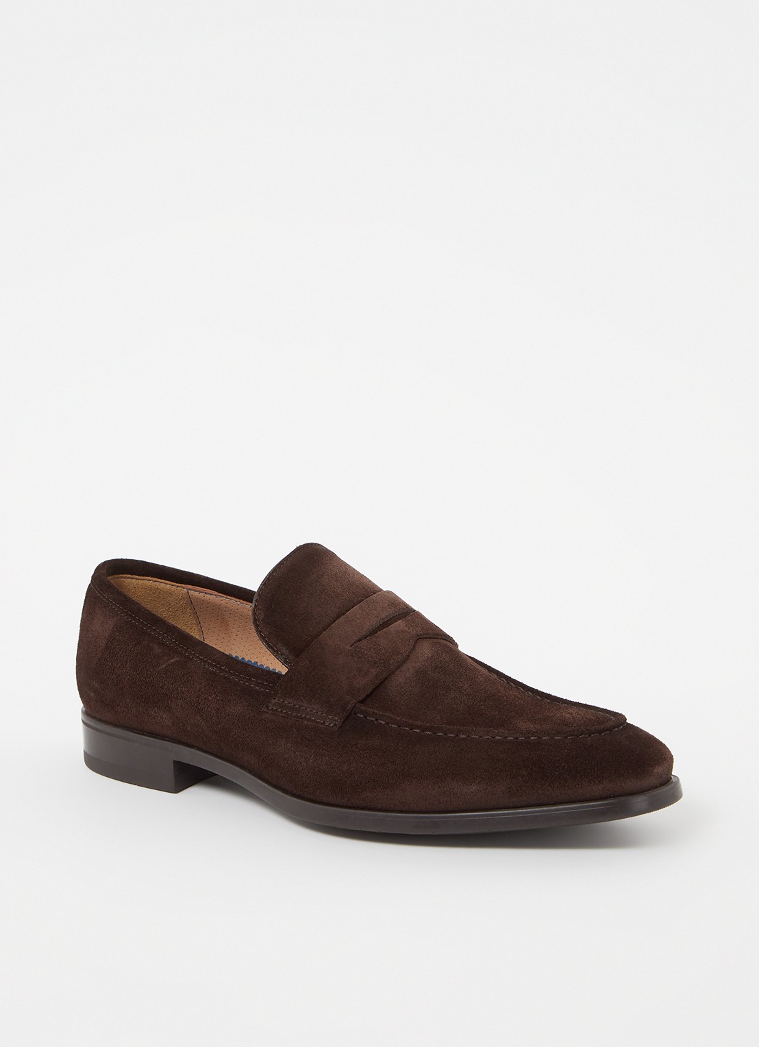 Giorgio Penny loafer van suède - voorkant 7 donkerbruin