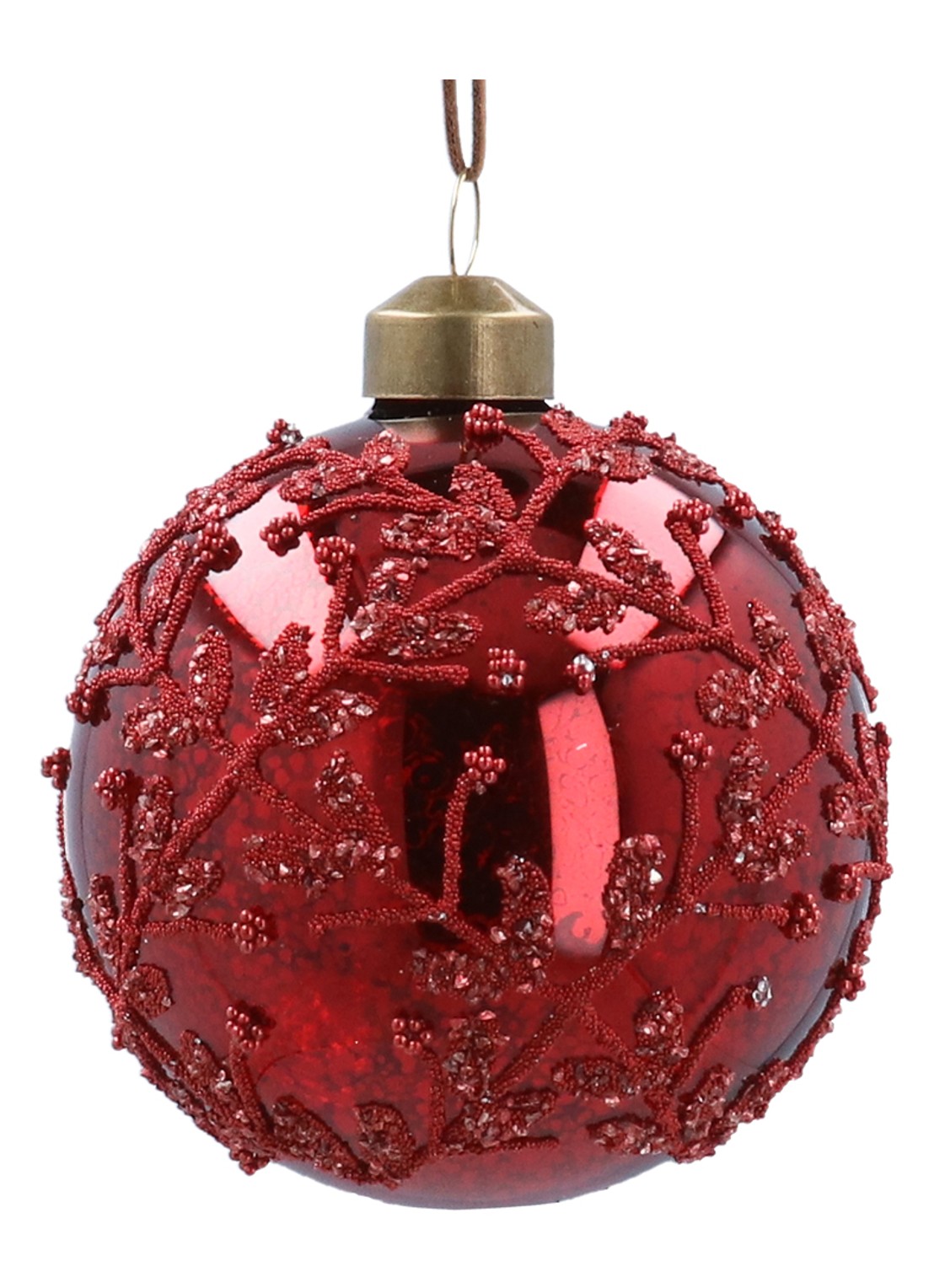 Gisela Graham Antique kerstbal 8 cm - voorkant rood