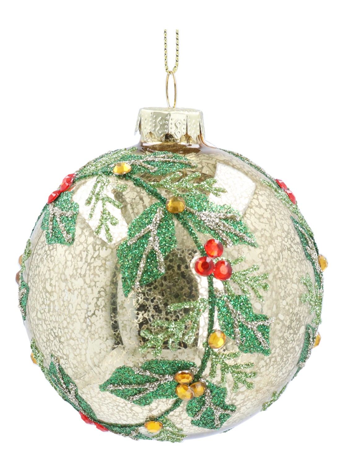 Gisela Graham Antique kerstbal 8 cm - voorkant goud