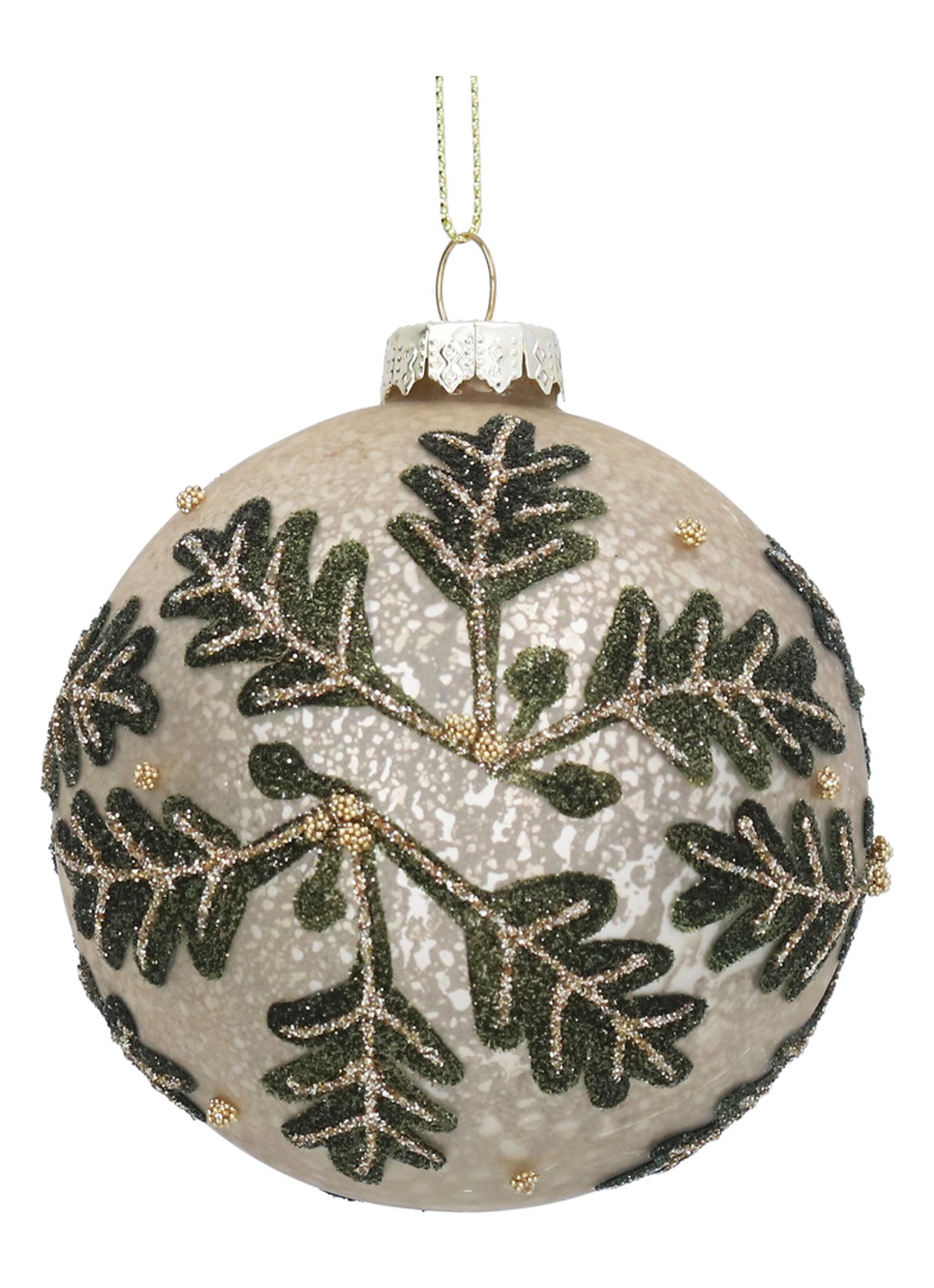 Gisela Graham Antique kerstbal 8 cm - voorkant creme