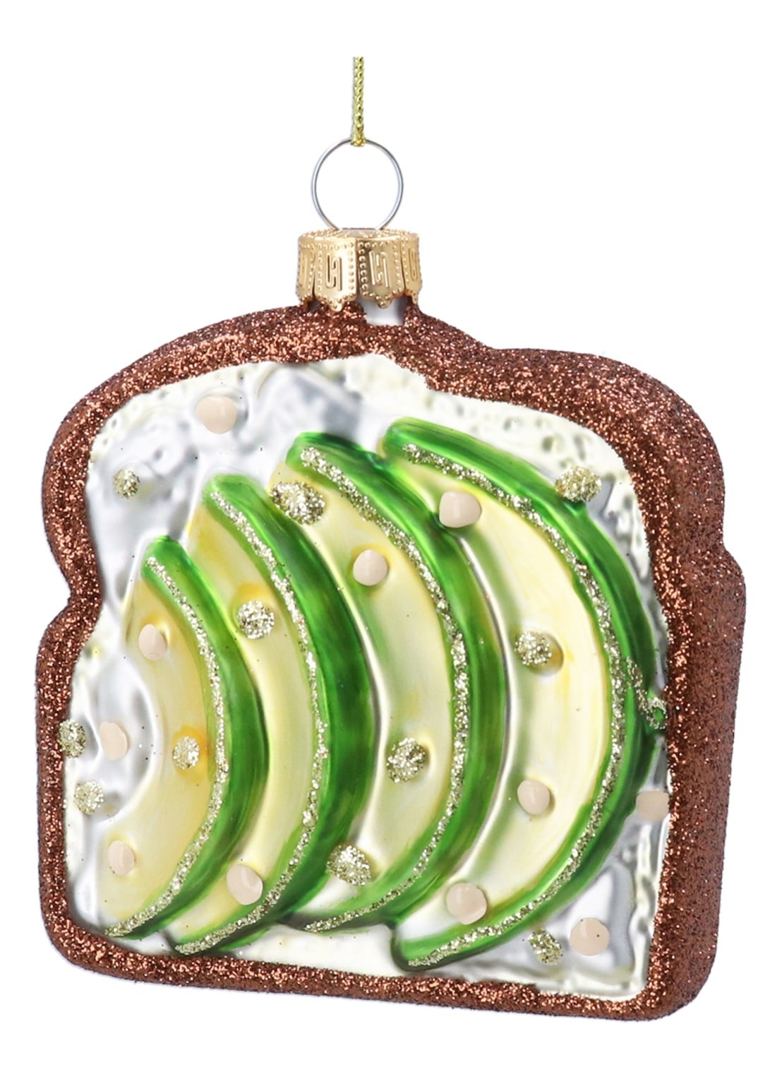Gisela Graham Avocado Toast kersthanger 8 cm    - voorkant groen