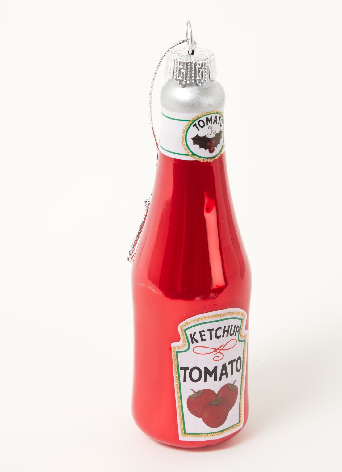 Gisela Graham Bottle of Ketchup kersthanger 13 cm - detail 3 steenrood