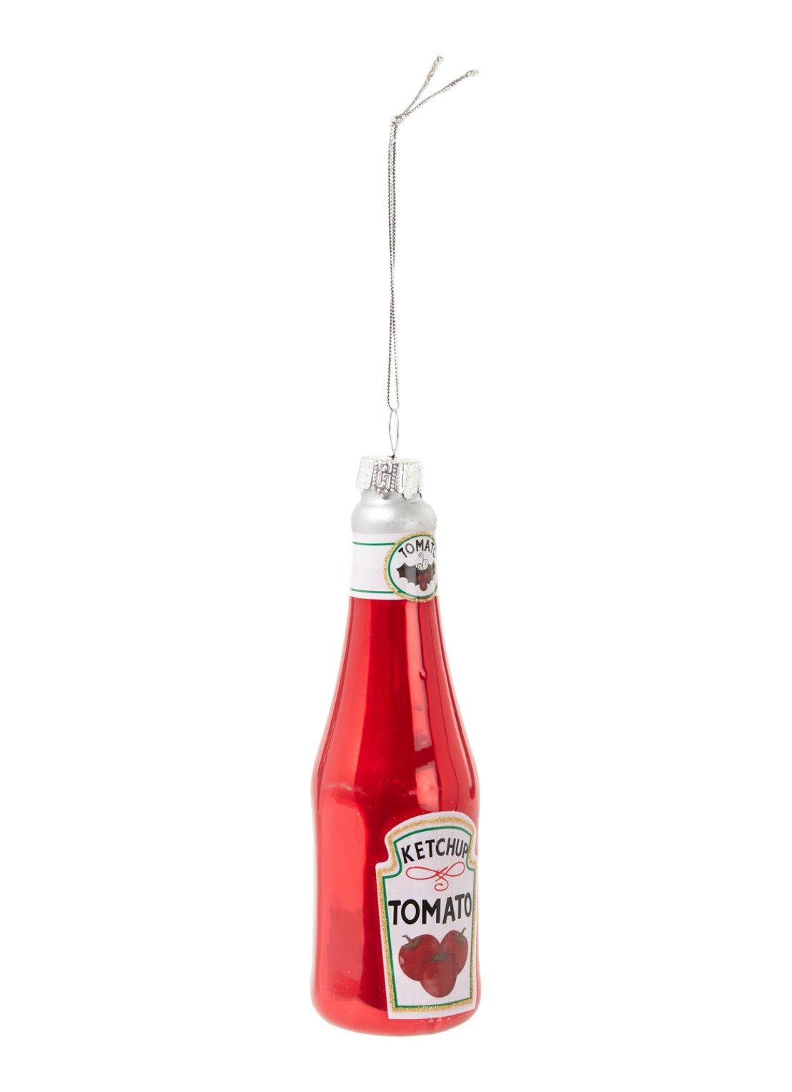 Gisela Graham Bottle of Ketchup kersthanger 13 cm - voorkant steenrood