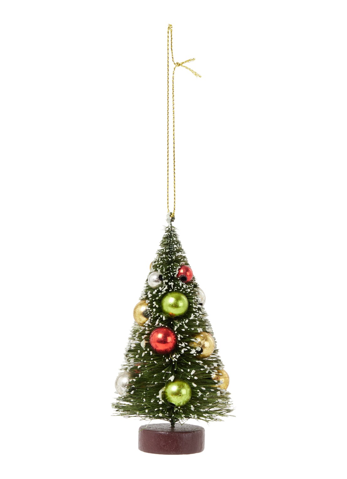 Gisela Graham Bristle Kerstboom kersthanger 11 cm - voorkant 2 donkergroen