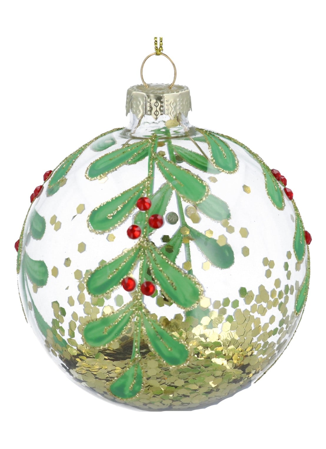 Gisela Graham Confetti & Bessen kerstbal 8 cm - voorkant transparant