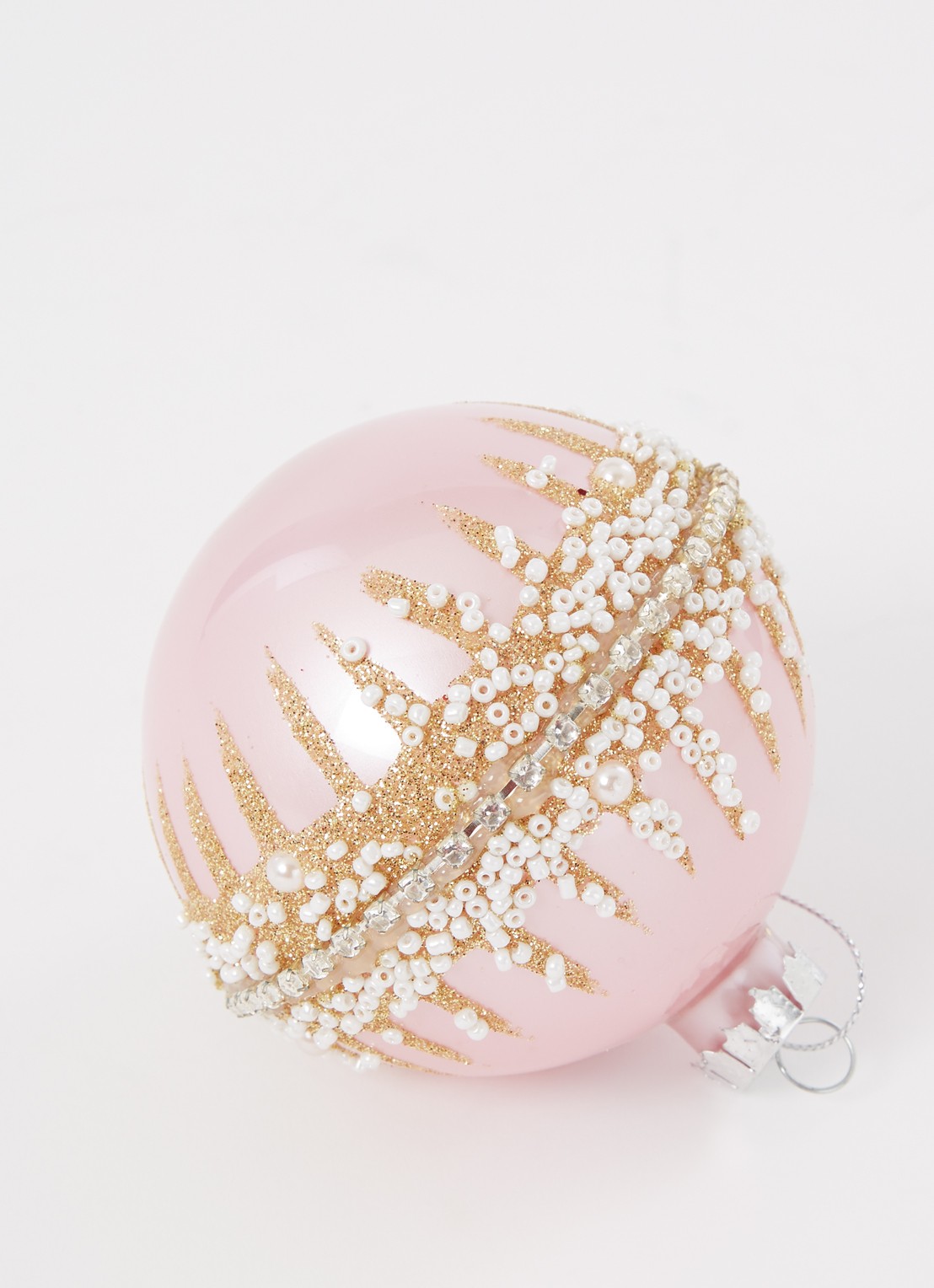 Gisela Graham Crush kerstbal 9 cm - detail roze