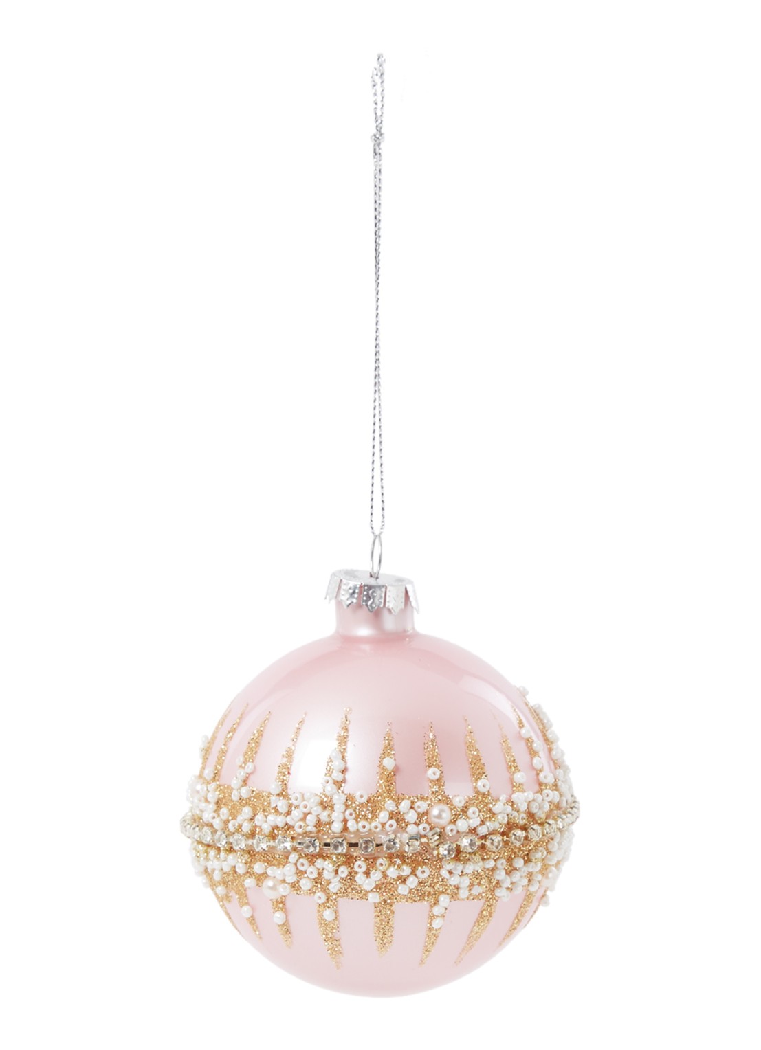 Gisela Graham Crush kerstbal 9 cm - voorkant 2 roze