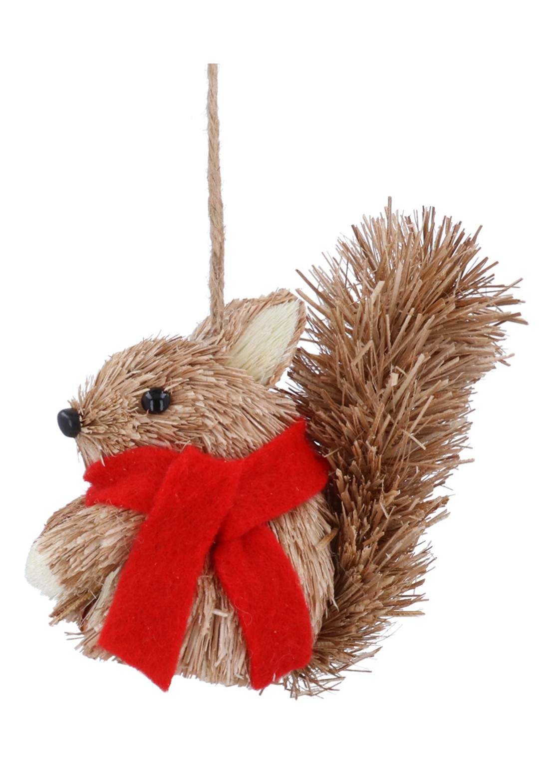 Gisela Graham Eekhoorn met Rode Sjaal kersthanger 13 cm - voorkant bruin