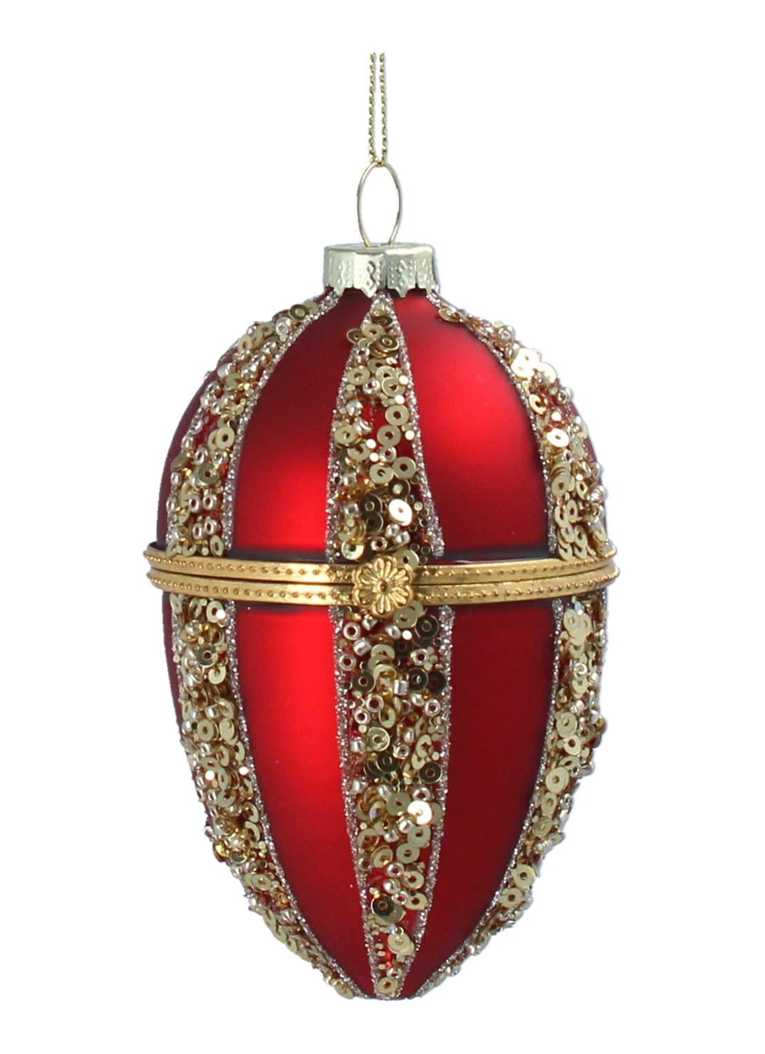 Gisela Graham Fabergé-ei kersthanger 10 cm - voorkant rood