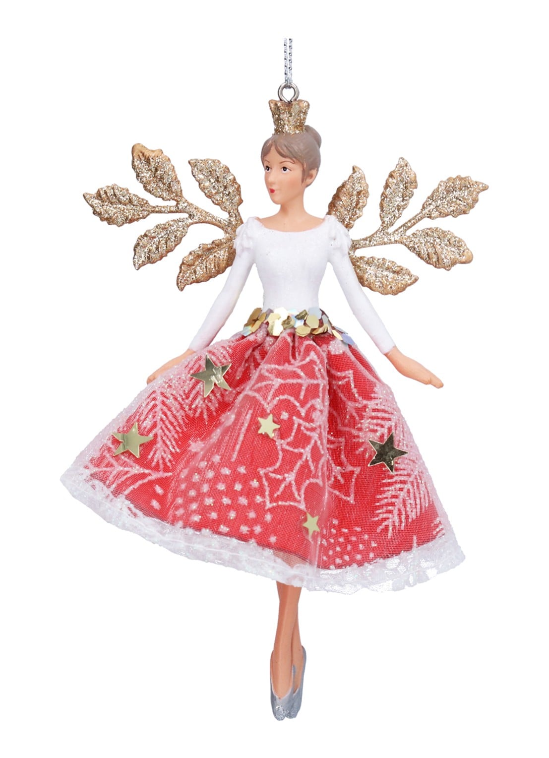 Gisela Graham Fee kersthanger 14 cm - voorkant rood