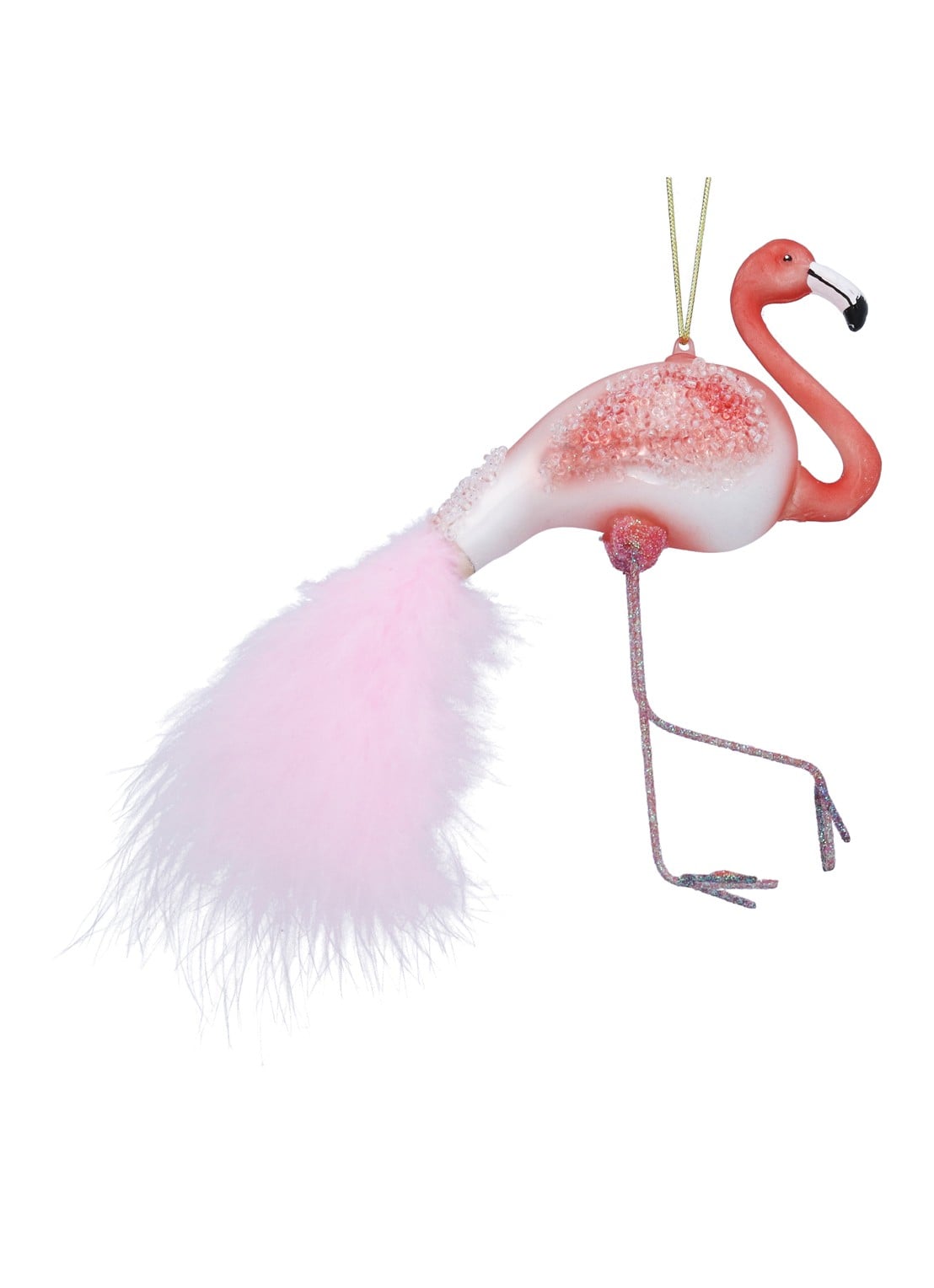 Gisela Graham Flamingo kersthanger 14 cm - voorkant roze