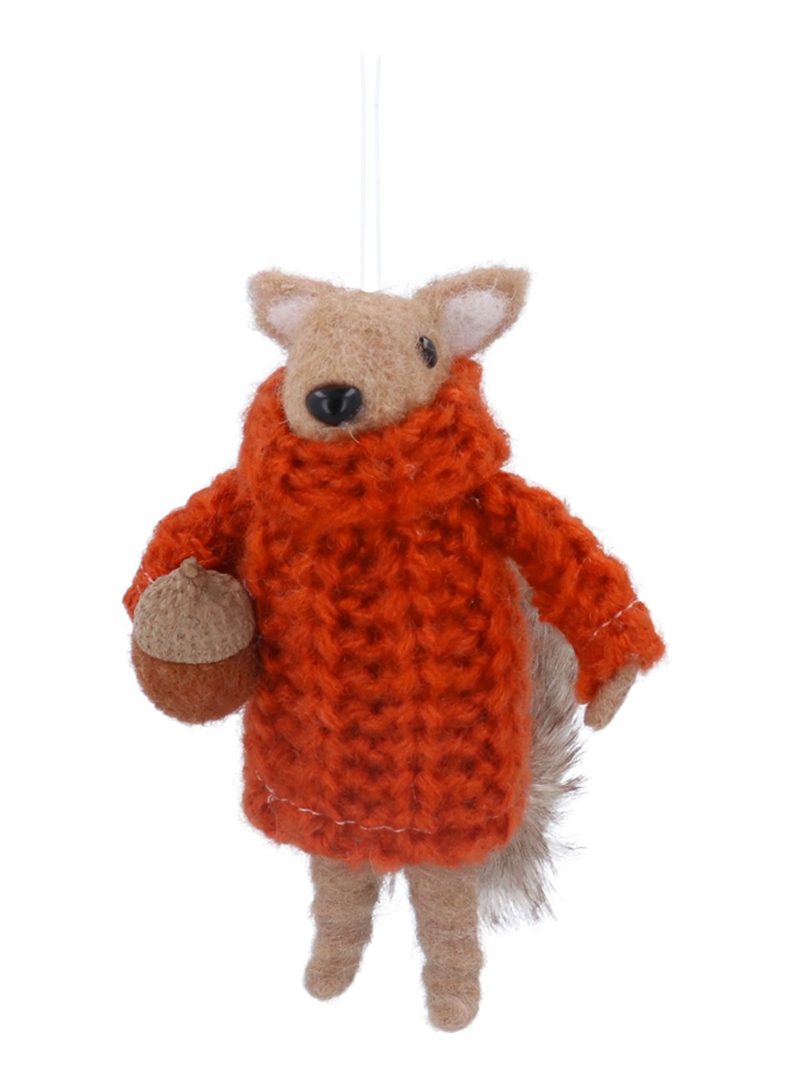 Gisela Graham  Geklede Eekhoorn kersthanger 11 cm - voorkant rood