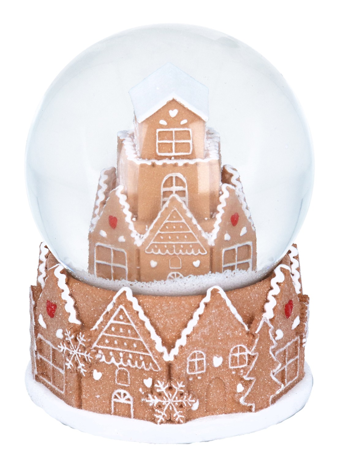 Gisela Graham Gingerbread Village Musical Sneeuwbol 13 cm - voorkant lichtbruin