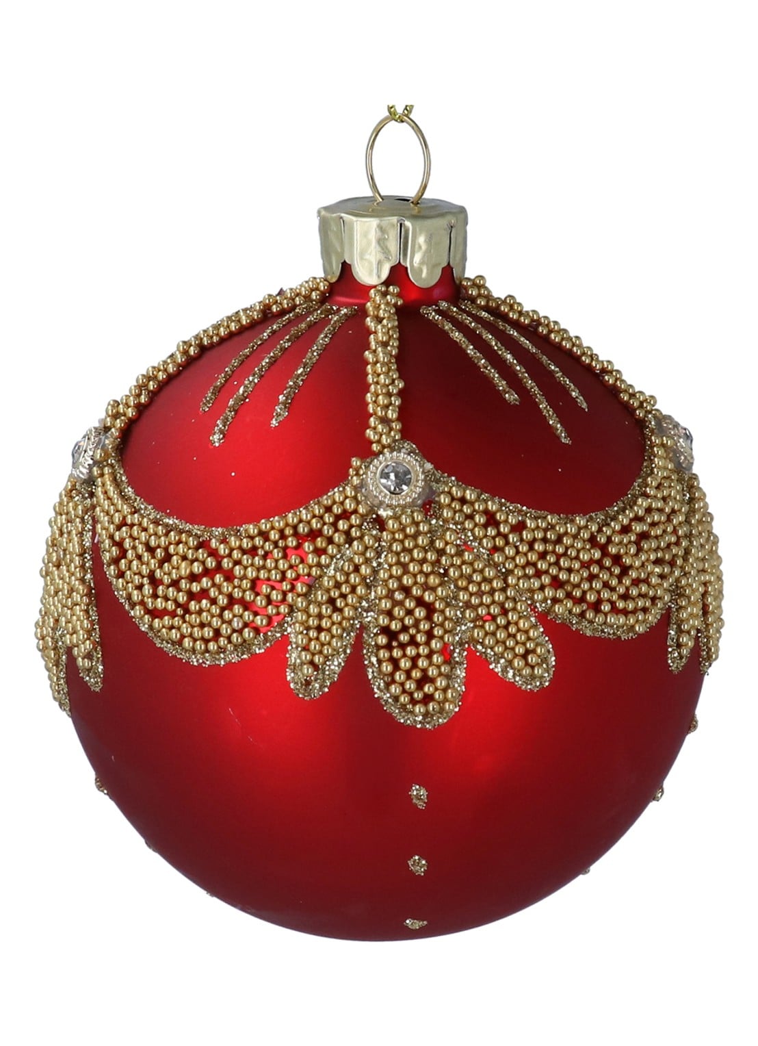 Gisela Graham Glitter kerstbal 8 cm - voorkant rood