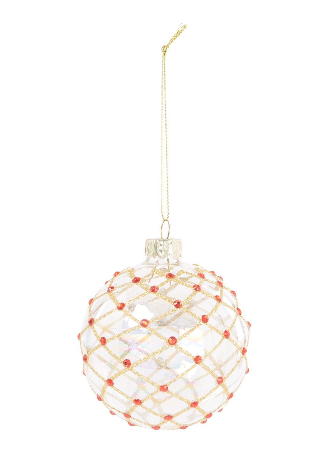 Gisela Graham Glitter kerstbal 9 cm - voorkant 2 rood