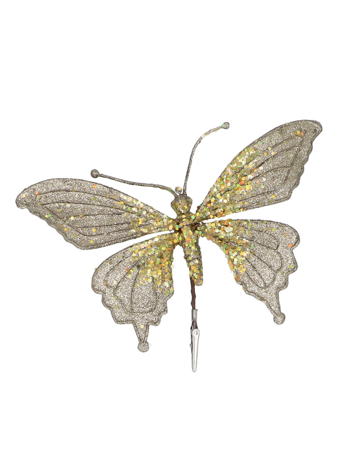 Gisela Graham Glitter Vlinder met clip 25 cm - voorkant goud