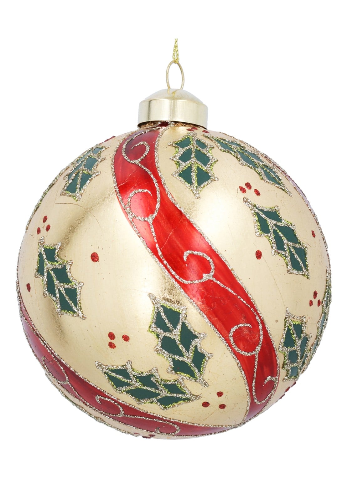 Gisela Graham Hulst kerstbal 10 cm - voorkant goud