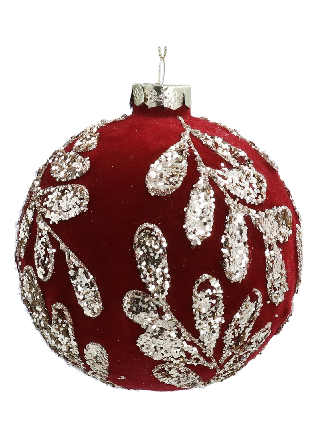 Gisela Graham Kerstbal 10 cm - voorkant bordeauxrood