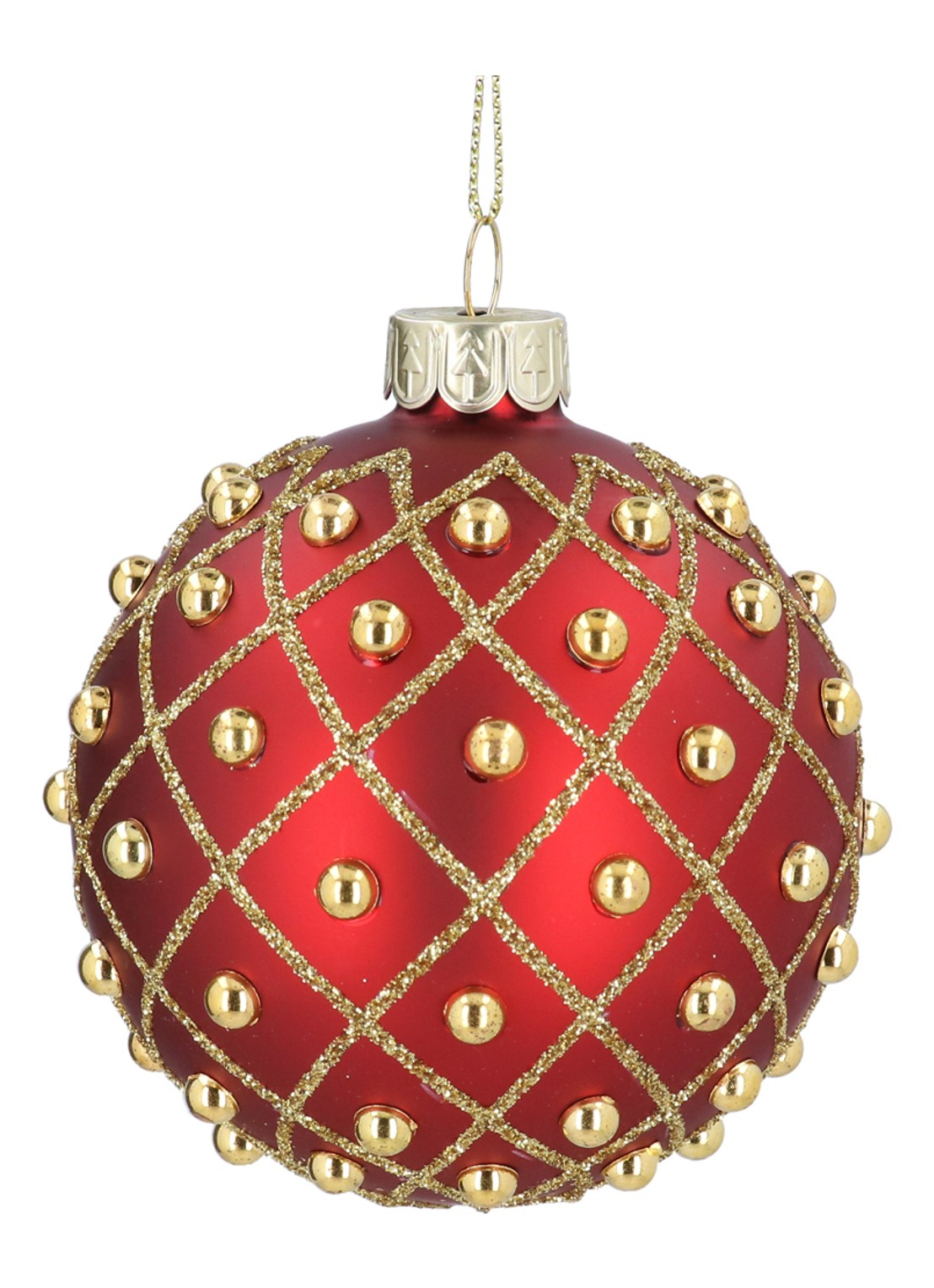 Gisela Graham Kerstbal 8 cm - voorkant rood