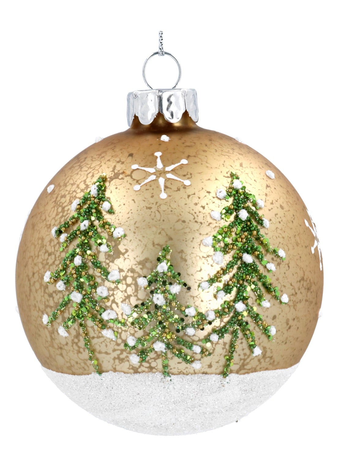Gisela Graham Kerstboom kerstbal 8 cm - voorkant goud