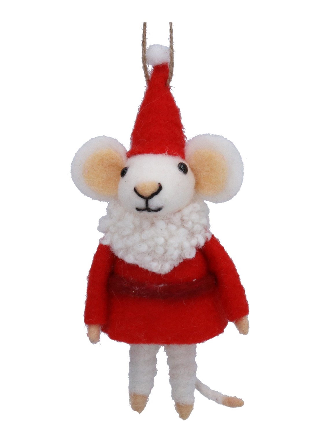 Gisela Graham Kerstmuis kersthanger 18 cm - voorkant rood