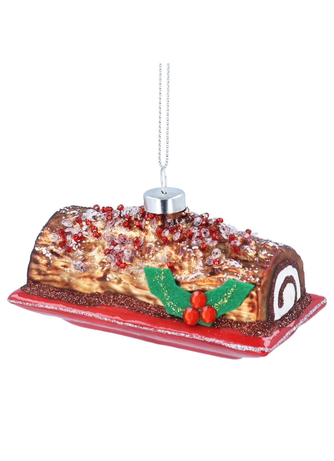 Gisela Graham Kerststronk kersthanger 5 cm - voorkant bruin