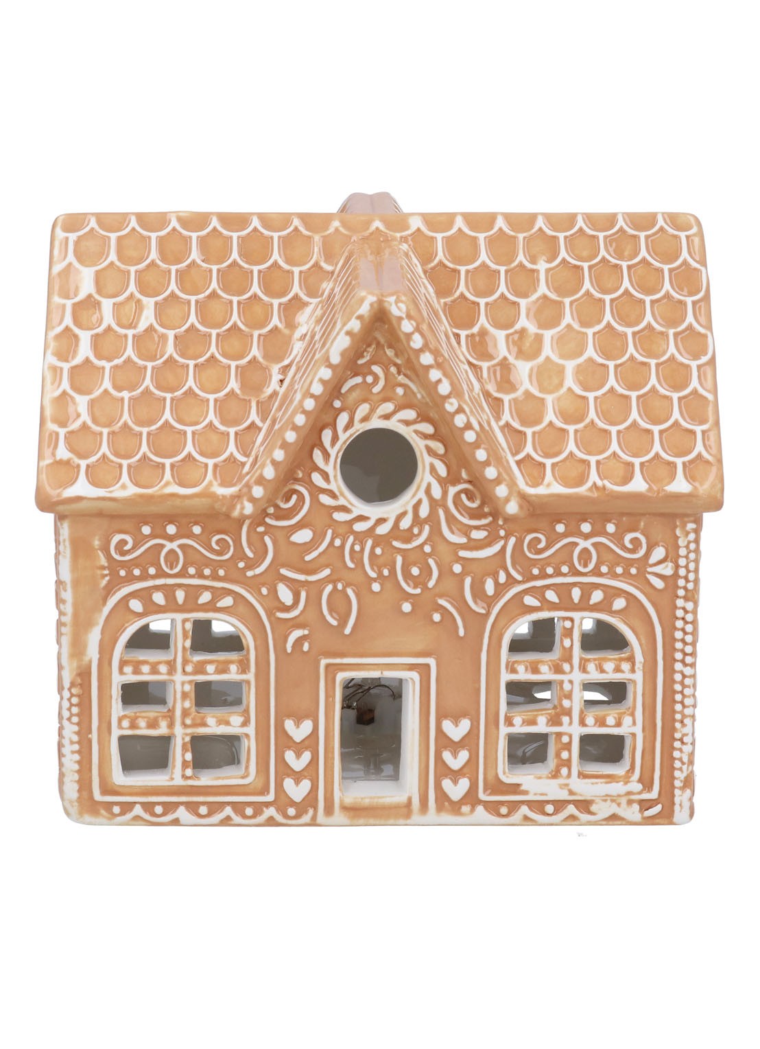 Gisela Graham Lichtgevend Peperkoekhuis 14 cm - voorkant bruin