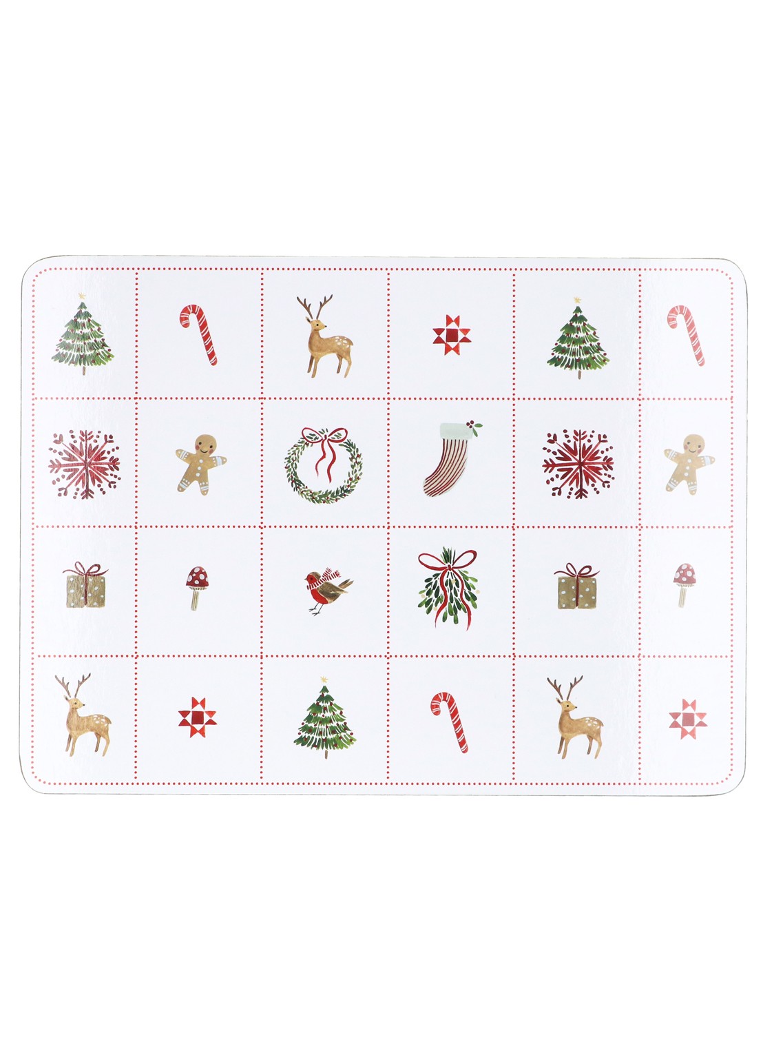 Gisela Graham Nordic Icons placemat 21 x 29 cm set van 4 - voorkant wit