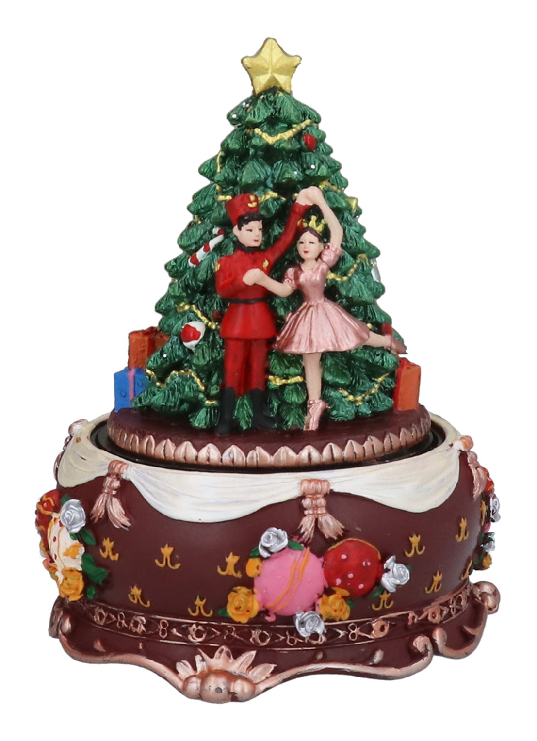 Gisela Graham Resin Nutcracker Story Revolving Music Box      - voorkant bruin