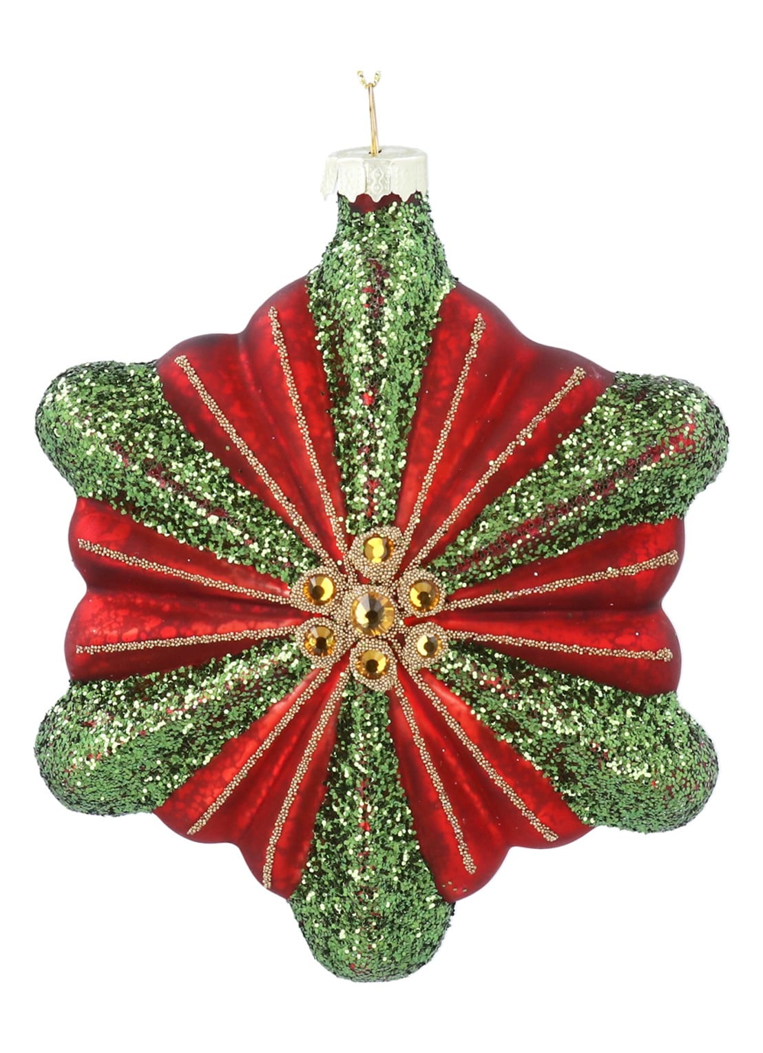 Gisela Graham Sneeuwvlok kersthanger 12 cm - voorkant rood