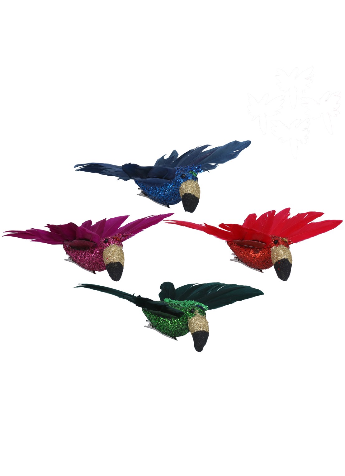 Gisela Graham Toekan kerstornament met clip 8 cm set van 4 - voorkant rood