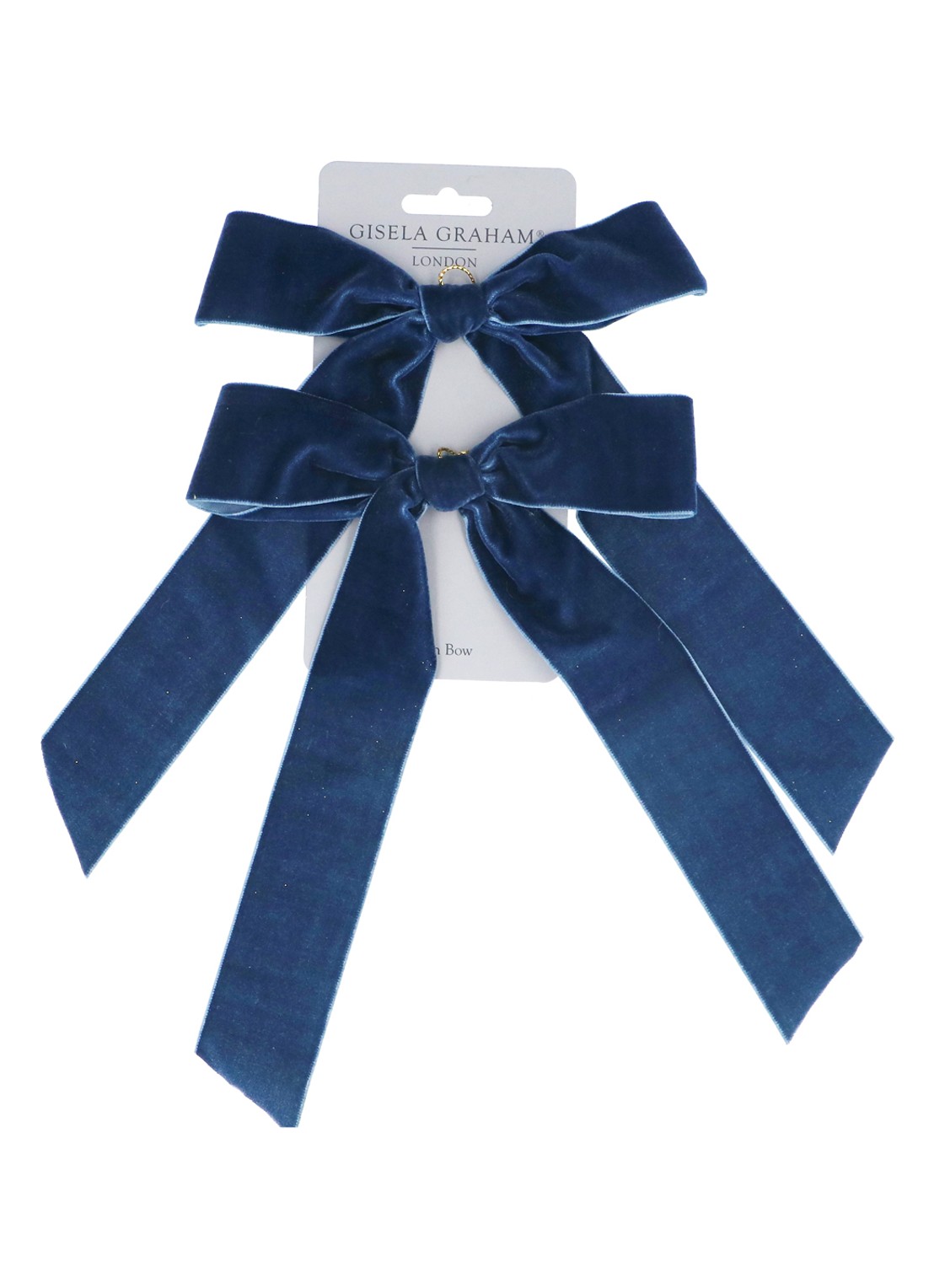 Gisela Graham Velvet Strik kersthanger 25 cm set van 2        - voorkant blauw