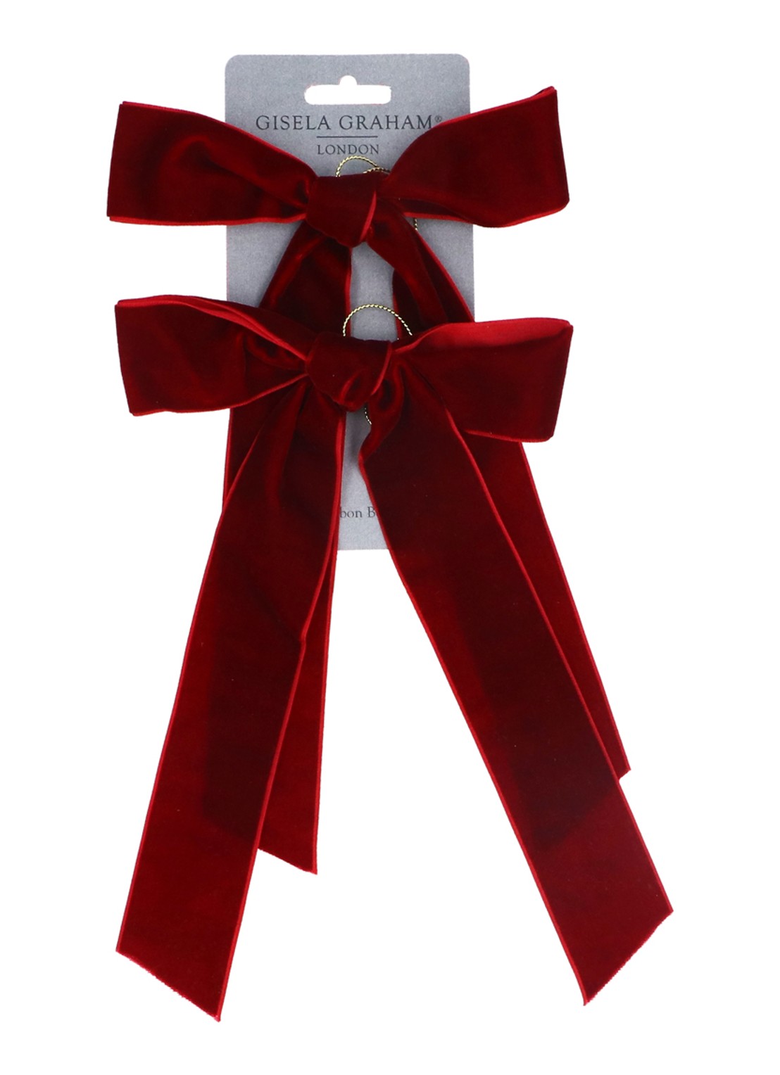 Gisela Graham Velvet Strik kersthanger 28 cm set van 2            - voorkant bordeauxrood