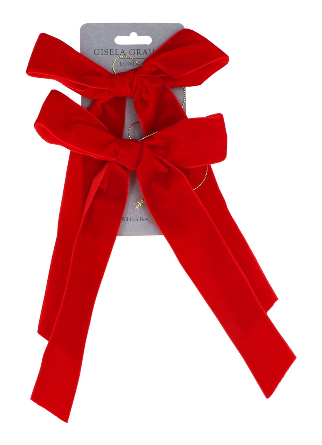 Gisela Graham Velvet Strik kersthanger 28 cm set van 2 - voorkant rood