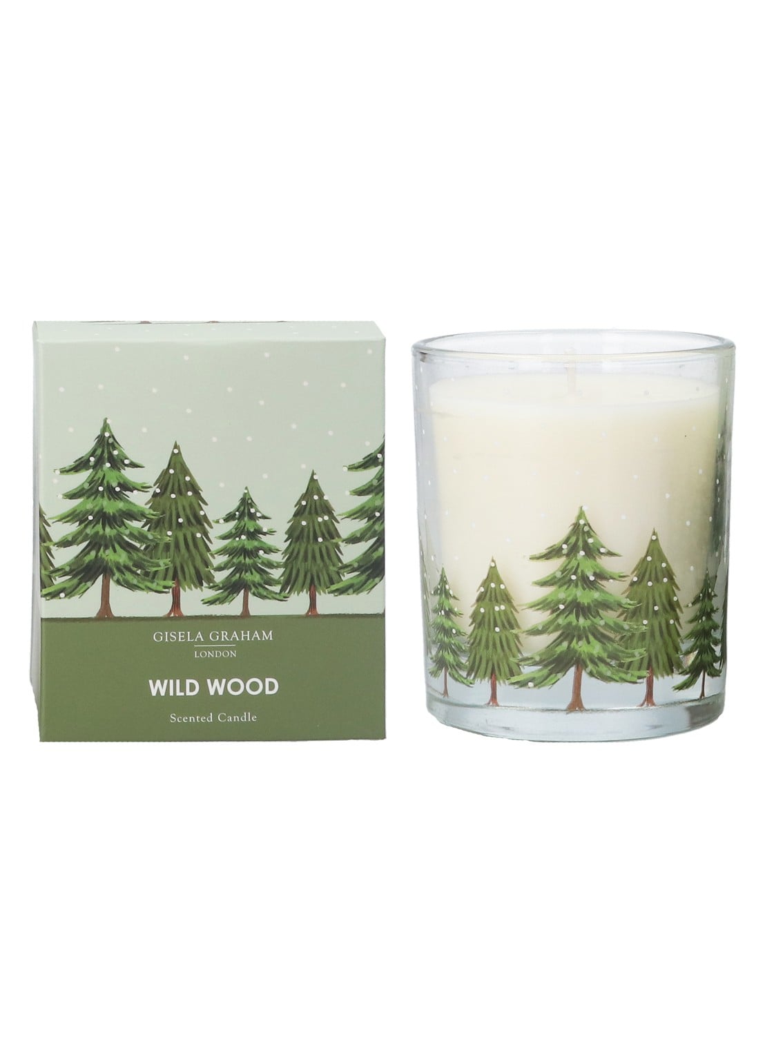 Gisela Graham Wild Wood geurkaars - voorkant groen