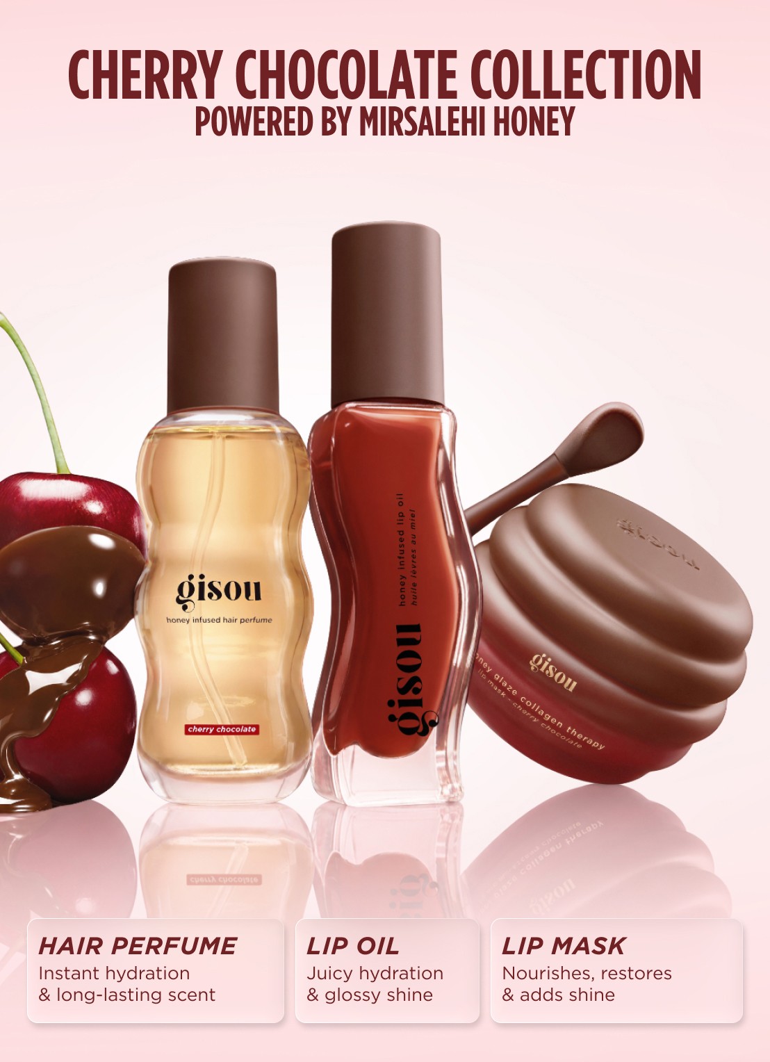 Gisou Honey Glaze Collagen Therapy Lip Mask - lipmasker - detail 3 cherry chocolate