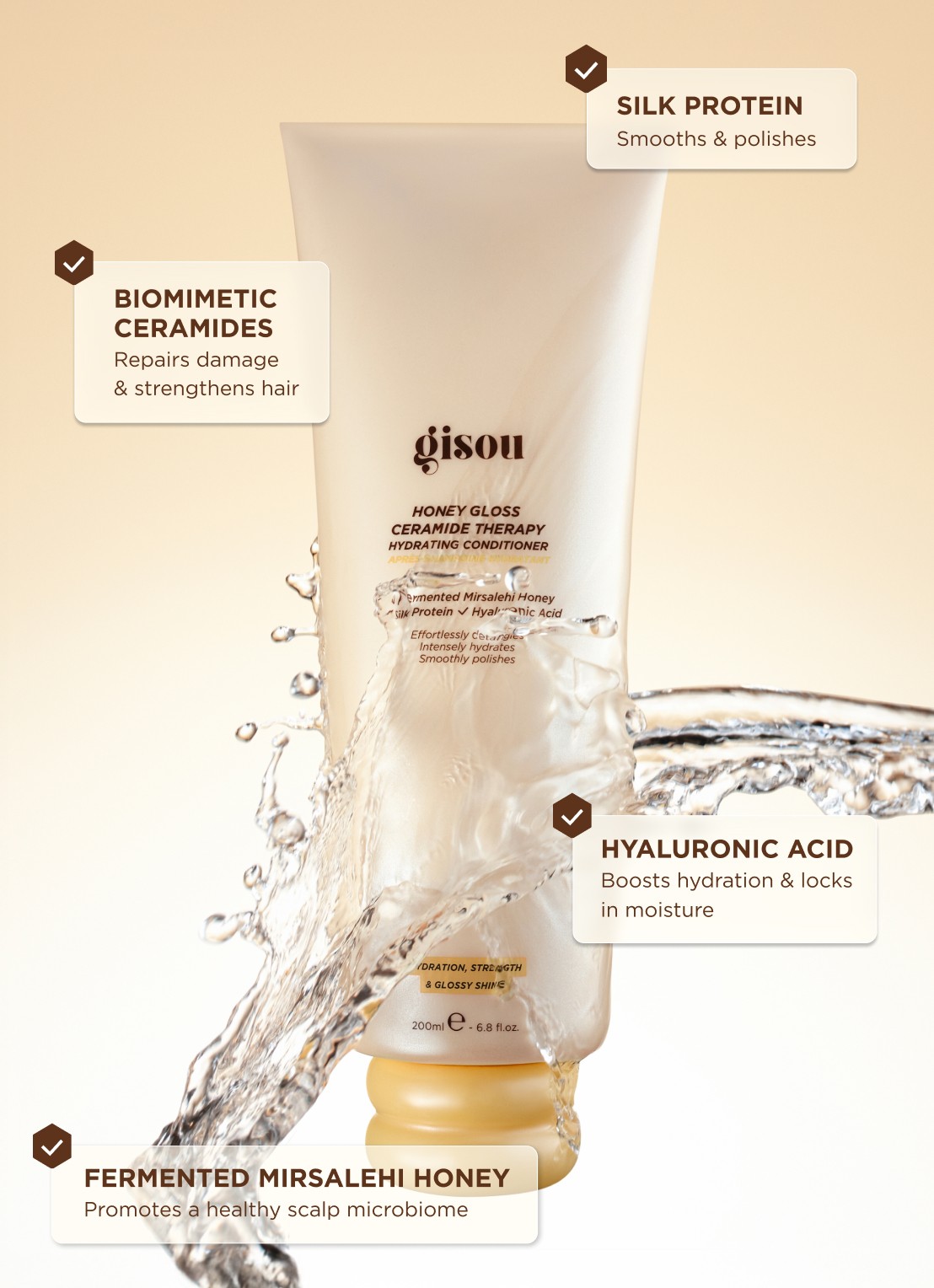 Gisou Honey Gloss Ceramide Therapy Hydrating  Conditioner - Conditioner - voorkant 7 undefined