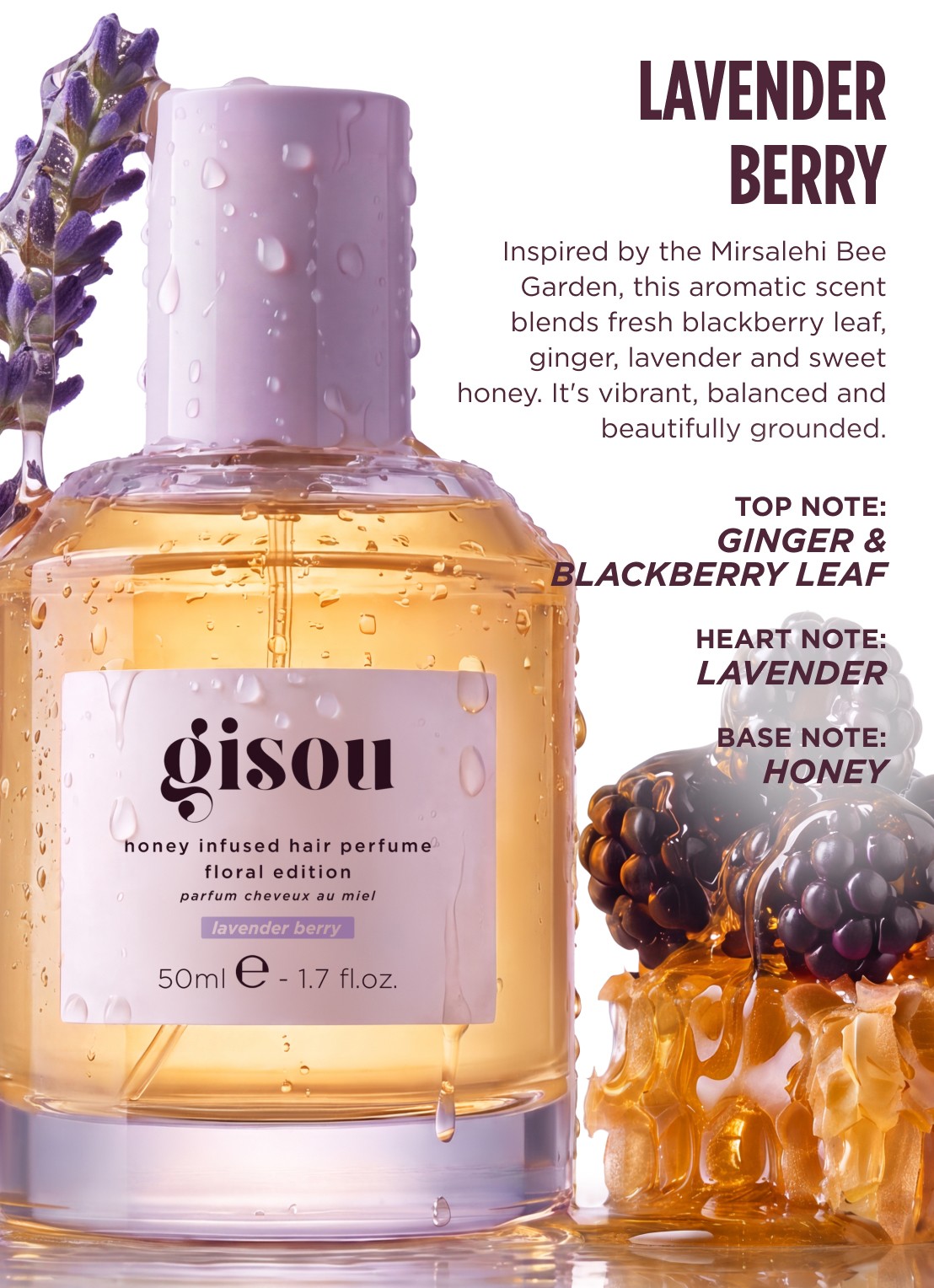 Gisou Honey Infused Hair Perfume - Haarparfum - achterkant 2 lavender berry